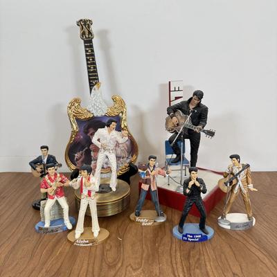 LOT 19A: Elvis Presley Collectibles - Bradford Exchange Aloha from Hawaii Guitar Plate, Ardleigh Elliott Music Box, McFarlan Toys...