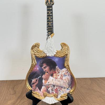 LOT 19A: Elvis Presley Collectibles - Bradford Exchange Aloha from Hawaii Guitar Plate, Ardleigh Elliott Music Box, McFarlan Toys...