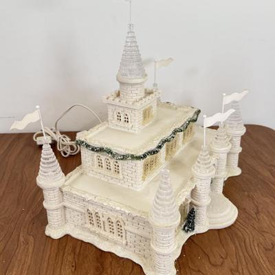 LOT 21B: Department 56 Snowbabies - Frosty Frolic Ice Palace, Ornaments w/ Cardinal Display Tree & Cream Bottle Brush Trees