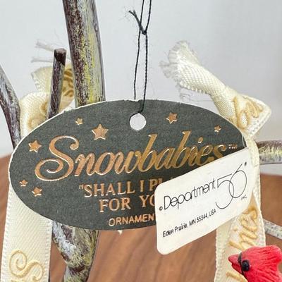 LOT 21B: Department 56 Snowbabies - Frosty Frolic Ice Palace, Ornaments w/ Cardinal Display Tree & Cream Bottle Brush Trees