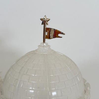 LOT 22B: Department 56 Snowbabies - Crystal Ice Palace, Ornaments w/ Cardinal Display & Cream Bottle Brush Trees