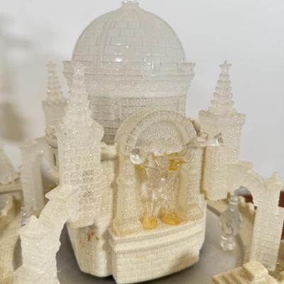 LOT 22B: Department 56 Snowbabies - Crystal Ice Palace, Ornaments w/ Cardinal Display & Cream Bottle Brush Trees