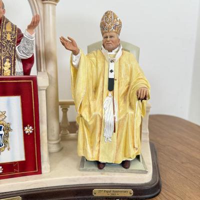 LOT 26B: Danbury Mint Pope John Paul II Statue, Prayer Candle & DiGiovanni Heirloom Statue