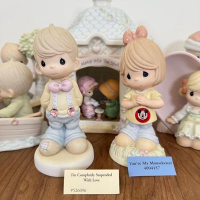 LOT 28B: Precious Moments Porcelain Statues - Disney Mouseketeer, Christmas & Retired 'Money's Not the Only Thing Worth...