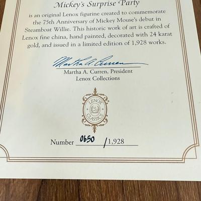 LOT 39B: 13" Limited Edition Lenox Disney Showcase Collection "Mickey's Surprise Party"