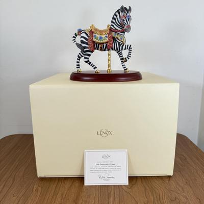 LOT 44B: Beautiful Lenox Carousel Zebra Sculpture w/ Box & COA