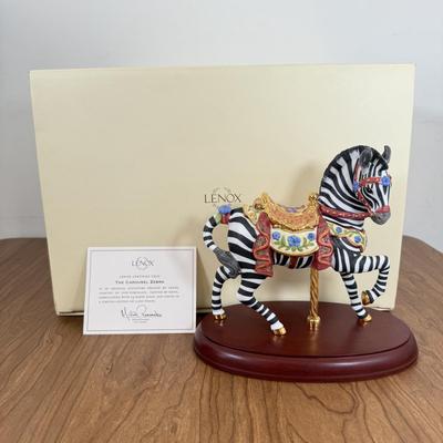 LOT 44B: Beautiful Lenox Carousel Zebra Sculpture w/ Box & COA