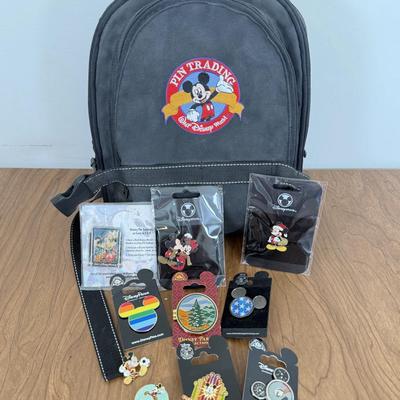 LOT 50A: Walt Disney World Pin Trading Bag w/ Collection of Disney Trading Pins including LE500 Mickey Dancing w/ Minnie Playing Piano