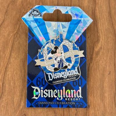 LOT 52A: Disneyland 60th Anniversary Trading Pins - Limited Release in Box, Ear Hat & Mickey