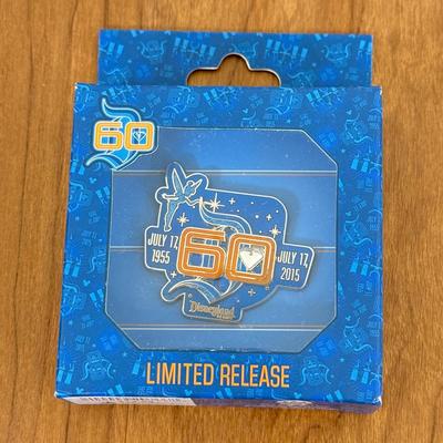 LOT 52A: Disneyland 60th Anniversary Trading Pins - Limited Release in Box, Ear Hat & Mickey