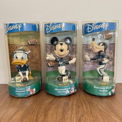 LOT 56B: Bobble Dobbles Disney NFL Philadelphia Eagles Football Bobbleheads Complete Set NRFB - Mickey, Donald, Goofy