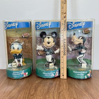 LOT 56B: Bobble Dobbles Disney NFL Philadelphia Eagles Football Bobbleheads Complete Set NRFB - Mickey, Donald, Goofy