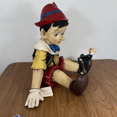 LOT 65B: 15” 1998 Disney Pinocchio w/ Jiminy Cricket Fiberglass Statue
