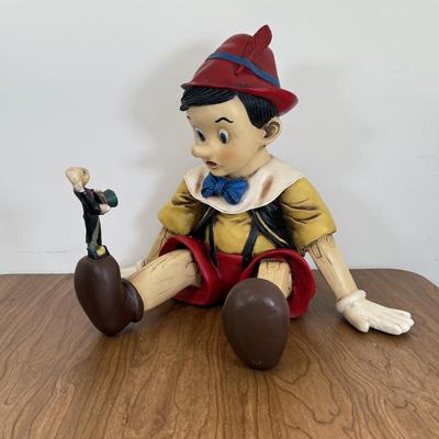 LOT 65B: 15” 1998 Disney Pinocchio w/ Jiminy Cricket Fiberglass Statue