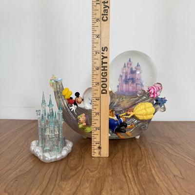 LOT 68B: Disney Store "Zip-A-Dee-Doo-Dah" Lighted Snowglobe & Glittery 2001 Cinderella's Castle Hallmark Ornament