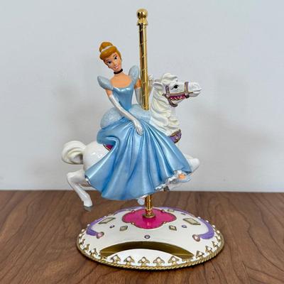 LOT 72B: Disney Cinderella Decor - Porcelain Wedding Statue, Disney Parks Carousel Horse & Photo Frame