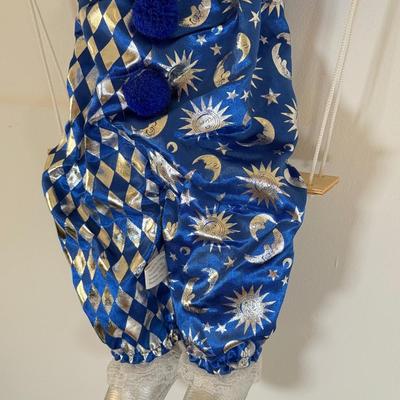 LOT 76B: Vintage Collector's Choice Pierrot Harlequin Clown Jester Doll, Clown Marionette on Swing & Pink Vintage Clown Music Box