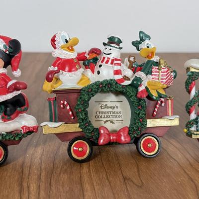 LOT 77B: Disney Clothique Possible Dreams Santas, Mickey & Minnie w/ Disney's Christmas Collection Train Photo Prames & Salt...