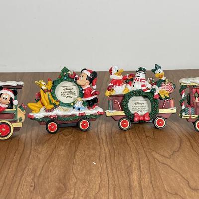 LOT 77B: Disney Clothique Possible Dreams Santas, Mickey & Minnie w/ Disney's Christmas Collection Train Photo Prames & Salt...