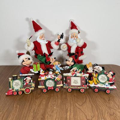 LOT 77B: Disney Clothique Possible Dreams Santas, Mickey & Minnie w/ Disney's Christmas Collection Train Photo Prames & Salt...