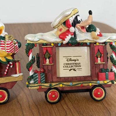 LOT 77B: Disney Clothique Possible Dreams Santas, Mickey & Minnie w/ Disney's Christmas Collection Train Photo Prames & Salt...