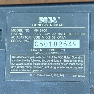 LOT 79B: Vintage Sega Genesis Nomad Video Game System Model MK-6100 w/ 7 Games - Sonic, Pacman, Beavis and Butthead