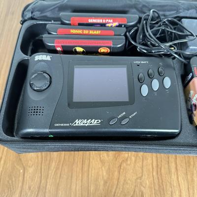 LOT 79B: Vintage Sega Genesis Nomad Video Game System Model MK-6100 w/ 7 Games - Sonic, Pacman, Beavis and Butthead