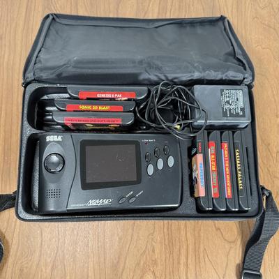 LOT 79B: Vintage Sega Genesis Nomad Video Game System Model MK-6100 w/ 7 Games - Sonic, Pacman, Beavis and Butthead