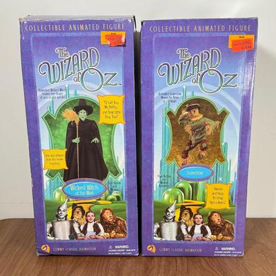 LOT 80B: 2001 Gemmy Wizard of Oz Collectible Animated Figures w/ Boxes - Wicked Witch of the West & Scarecrow