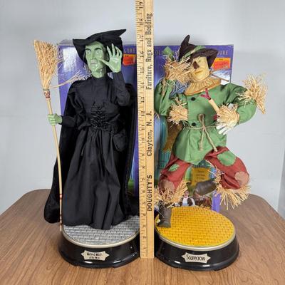 LOT 80B: 2001 Gemmy Wizard of Oz Collectible Animated Figures w/ Boxes - Wicked Witch of the West & Scarecrow