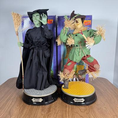 LOT 80B: 2001 Gemmy Wizard of Oz Collectible Animated Figures w/ Boxes - Wicked Witch of the West & Scarecrow