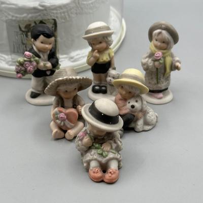 LOT 92B: Vintage Enesco Figurines, Cake Topper & More