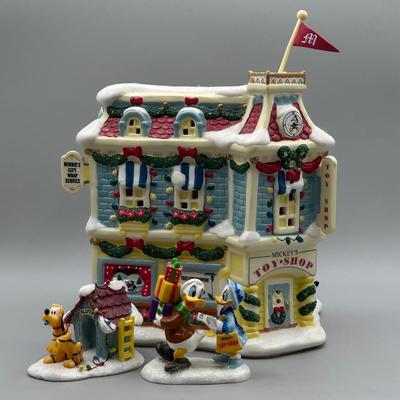 LOT 97B: Vintage Mickey Mouse Toy Shop Ceramic House w/ Figurines