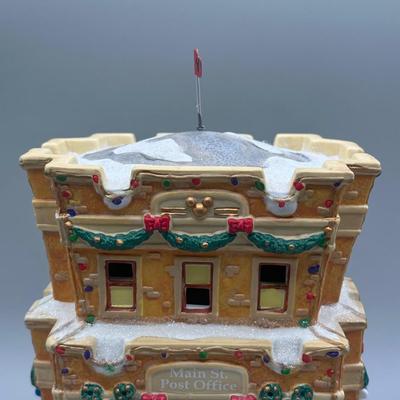 LOT 98B: Vintage Disney Main St Post Office Christmas Village Ceramic House w/ Figurine