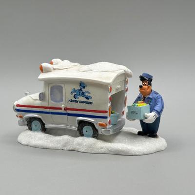 LOT 98B: Vintage Disney Main St Post Office Christmas Village Ceramic House w/ Figurine