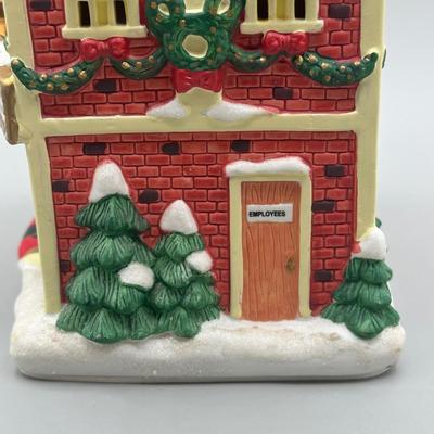 LOT 99B: Vintage Mickeys Cinema Place Christmas Village Ceramic House w/ Figurines