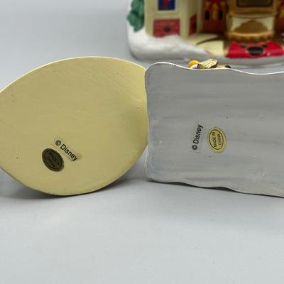 LOT 99B: Vintage Mickeys Cinema Place Christmas Village Ceramic House w/ Figurines