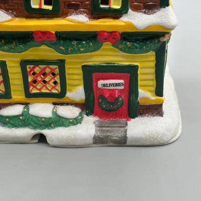 LOT 101B: Vintage Mickey Mouse Toy Shop Ceramic Christmas Village w/ Figures