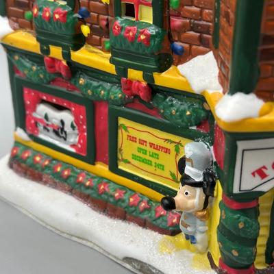 LOT 101B: Vintage Mickey Mouse Toy Shop Ceramic Christmas Village w/ Figures