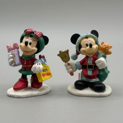 LOT 101B: Vintage Mickey Mouse Toy Shop Ceramic Christmas Village w/ Figures