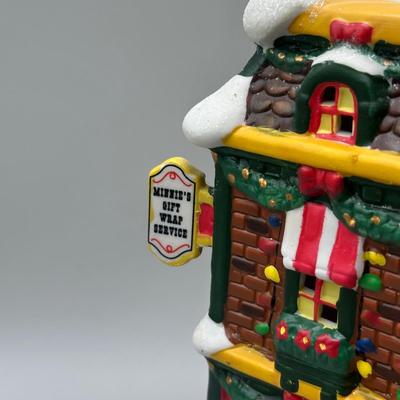 LOT 101B: Vintage Mickey Mouse Toy Shop Ceramic Christmas Village w/ Figures