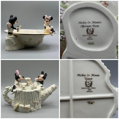 LOT 113B: Lenox Mickey & Minnie’s Afternoon Picnic Bowl/Mickey & Minnie Teapot