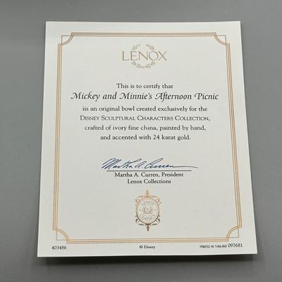 LOT 113B: Lenox Mickey & Minnie’s Afternoon Picnic Bowl/Mickey & Minnie Teapot