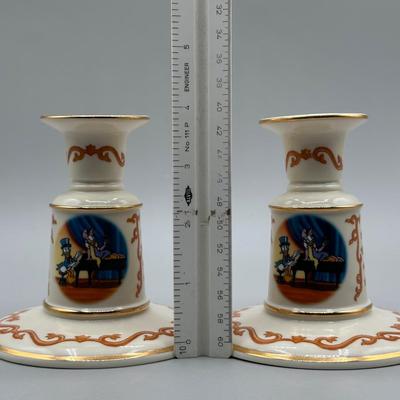 LOT 114B: Lenox Animated Classics Candlesticks & Lenox Limited Addition Mickey Mouse Decorative Plates