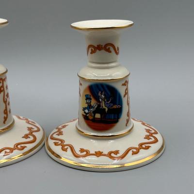 LOT 114B: Lenox Animated Classics Candlesticks & Lenox Limited Addition Mickey Mouse Decorative Plates