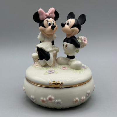 LOT 115B: Lenox The Mickey & Minnie Keepsake Box & Minnie’s Dream Wedding Sculpture