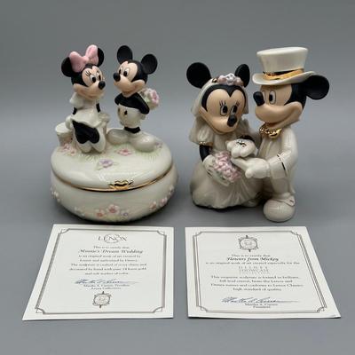 LOT 115B: Lenox The Mickey & Minnie Keepsake Box & Minnie’s Dream Wedding Sculpture