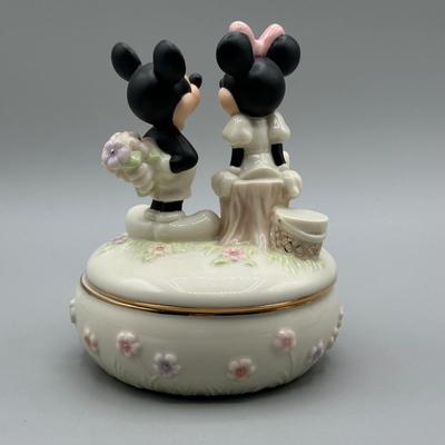 LOT 115B: Lenox The Mickey & Minnie Keepsake Box & Minnie’s Dream Wedding Sculpture