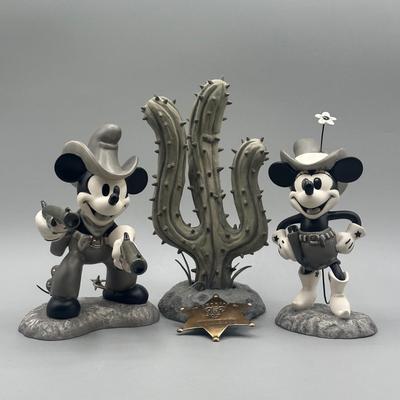 LOT 118B: Two Gun Mickey Quick Draw Cowboy & Cutest lil Cowgirl Porcelain Figurines