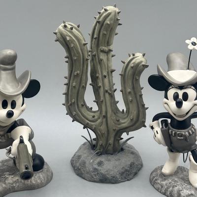LOT 118B: Two Gun Mickey Quick Draw Cowboy & Cutest lil Cowgirl Porcelain Figurines
